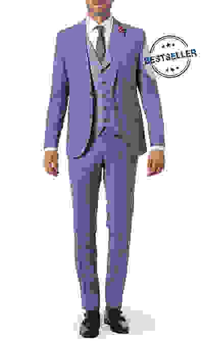 Anzug Mit Weste, Slim Fit, Schurwolle, Rauchblau – Bild 10