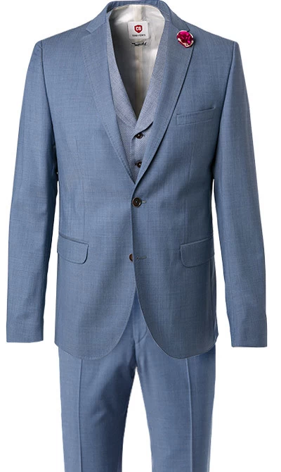 Anzug Mit Weste, Slim Fit, Schurwolle, Rauchblau – Bild 2