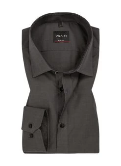 Venti Hemd, Body Fit, Baumwolle, Dunkelgrau
