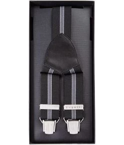 Bugatti Hosenträger, Gummi, Schwarz Gestreift