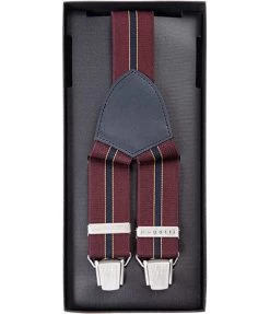 Bugatti Hosenträger, Gummi, Bordeaux Gestreift