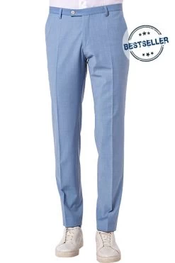 Hose, Slim Fit, Schurwolle, Hellblau Meliert