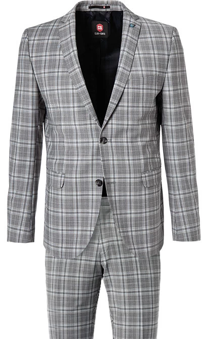 Anzug, Slim Fit, Schurwoll-Stretch, Steingrau Kariert – Bild 8