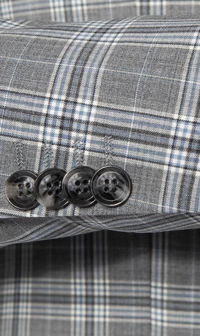 Anzug, Slim Fit, Schurwoll-Stretch, Steingrau Kariert – Bild 6