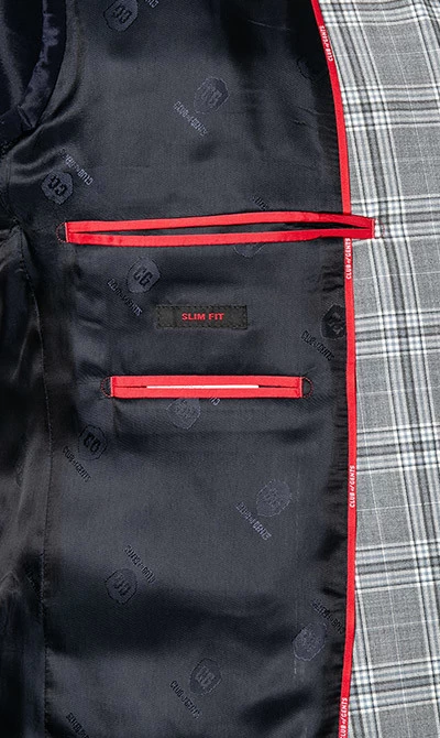 Anzug, Slim Fit, Schurwoll-Stretch, Steingrau Kariert – Bild 9