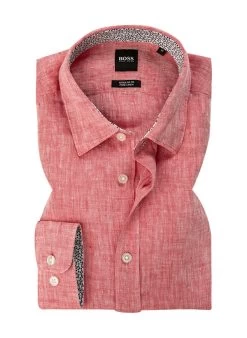 Boss Hemd, Regular Fit, Reines Leinen, Rot