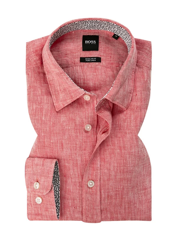 Boss Hemd, Regular Fit, Reines Leinen, Rot