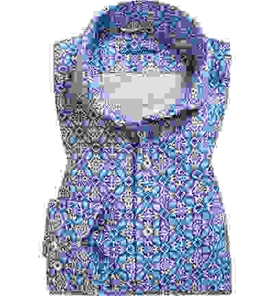 Stenströms Hemd, Fitted Body, Reines Leinen, Blau Gemustert – Bild 4