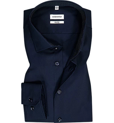 Seidensticker Hemd, Shaped Fit, Baumwolle, Nachtblau