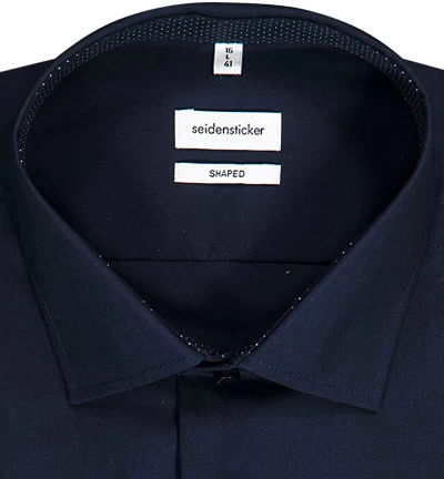 Seidensticker Hemd, Shaped Fit, Baumwolle, Nachtblau – Bild 3