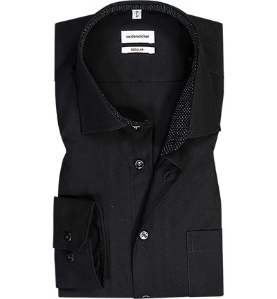 Seidensticker Hemd, Regular Fit, Baumwolle, Schwarz