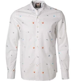 BOB Hemd, Popeline, Weiß Gemustert