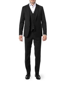 Oscar Jacobson Anzug Mit Weste, Wolle, Schwarz