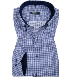 Eterna Hemd, Comfort Fit, Baumwolle, Dunkelblau Kariert