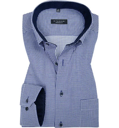 Eterna Hemd, Comfort Fit, Baumwolle, Dunkelblau Kariert