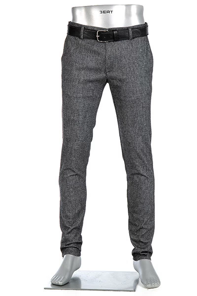 Alberto Hose Rob, Slim Fit, Baumwolle, Grau Meliert