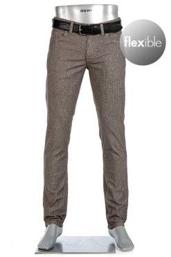 Alberto Hose Pipe, Regular Fit, Baumwolle, Beige Kariert