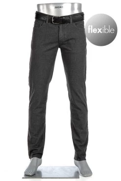 Alberto Hose Pipe, Regular Fit, Baumwolle, Grau Kariert