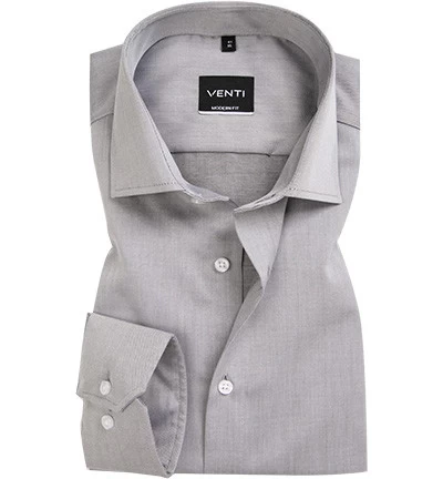 Venti Hemd, Modern Fit, Baumwolle, Grau