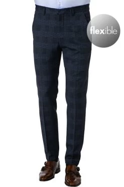 Pierre Cardin Hose, Modern Fit, Mikrofaser, Blau Kariert