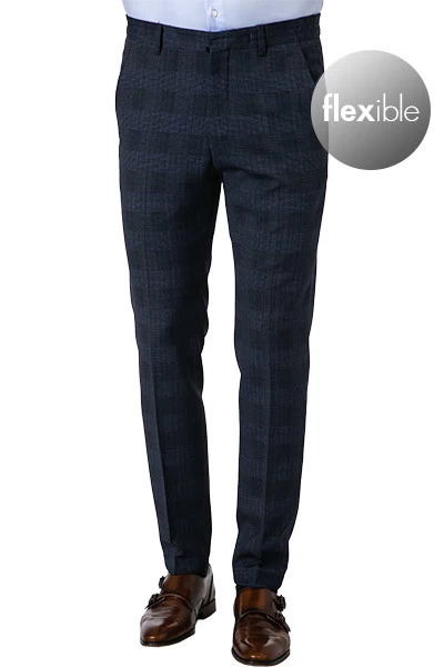 Pierre Cardin Hose, Modern Fit, Mikrofaser, Blau Kariert