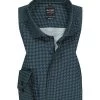 OLYMP Hemd, Body Fit, Baumwolle, Extra Langer Arm, Navy-grün Gemustert