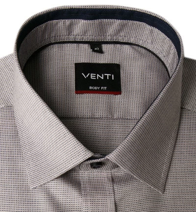 Venti Hemd, Body Fit, Baumwolle, Beige-nachtblau Meliert – Bild 2