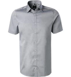 Venti Kurzarmhemd, Body Fit, Baumwolle, Hellgrau Meliert