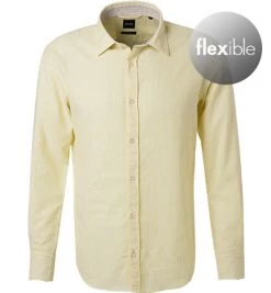 Boss Hemd, Slim Fit, Leinen-Stretch, Gelb Gestreift