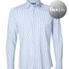 Hemd, Slim Fit, Jersey Geruchshemmend, Hellblau-weiß Gestreift