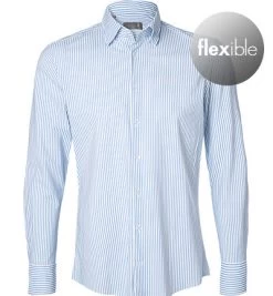 Hemd, Slim Fit, Jersey Geruchshemmend, Hellblau-weiß Gestreift