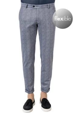 Hose, Slim Fit, Mikrofaser, Blau Kariert