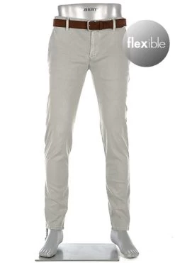 Alberto Hose Rob, Slim Fit, Baumwolle T400®, Hellgrau