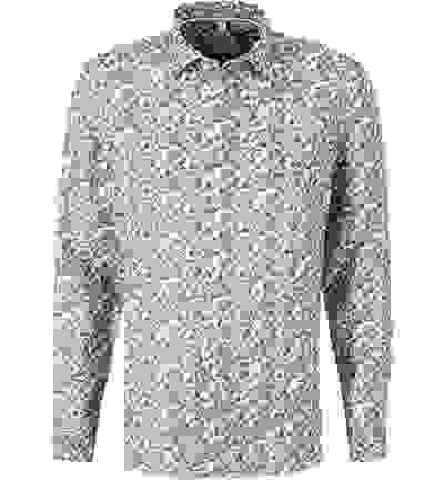 OLYMP Hemd, Body Fit, Reines Leinen, Weiß-blau Gemustert – Bild 5