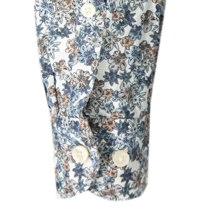 OLYMP Hemd, Body Fit, Reines Leinen, Weiß-blau Gemustert – Bild 3