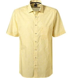 OLYMP Kurzarmhemd, Modern Fit, Popeline, Gelb-weiß Gemustert