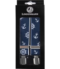 Hosenträger, Marine-weiß Gemustert