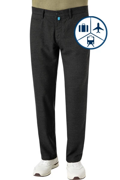 Pierre Cardin Hose Lyon, Modern Fit, Flanell, Schwarz Meliert