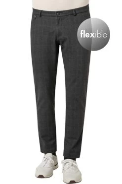 Bugatti Hose, Mikrofaser Flexcity, Nachtblau Kariert