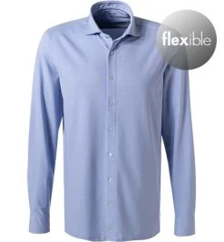 OLYMP Hemd, Modern Fit, Jersey Geruchshemmend, Extra Langer Arm, Bleu Meliert