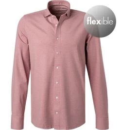 OLYMP Hemd, Modern Fit, Jersey Geruchshemmend, Rot Meliert