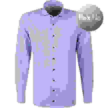 OLYMP Hemd, Modern Fit, Jersey Geruchshemmend, Extra Langer Arm, Bleu Gemustert – Bild 4