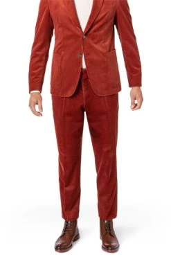 Boss Bundfaltenhose, Slim Fit, Cord, Rost