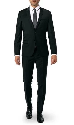 Hugo Anzug, Extra Slim Fit, Schurwoll-Stretch, Schwarz