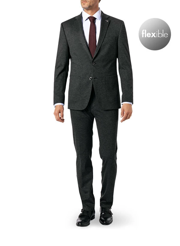 Digel Anzug, Modern Fit, Jersey Waschbar, Asphaltgrau Meliert