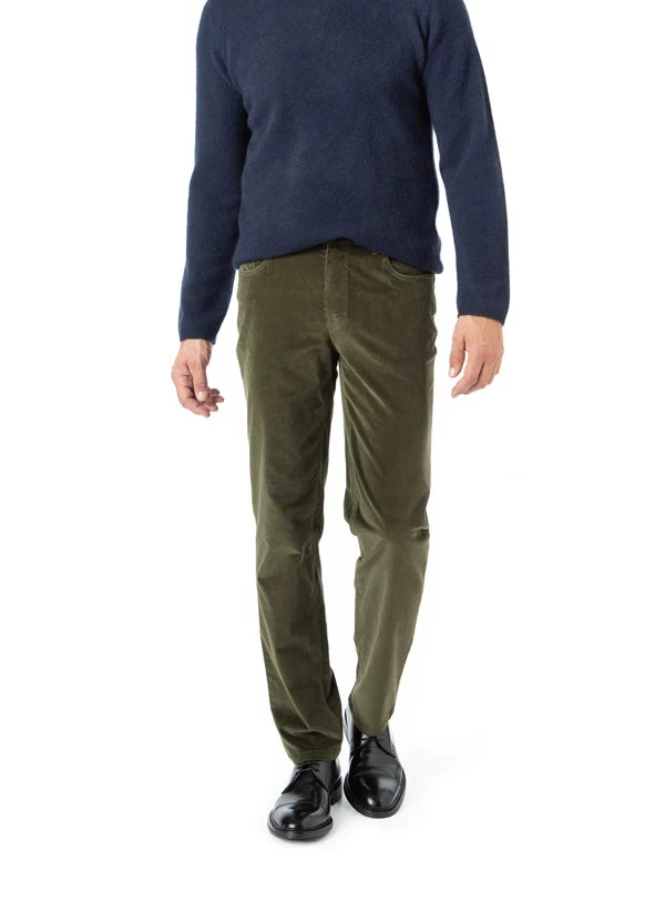 Hose Parker, Regular Fit, Cord, Moosgrün