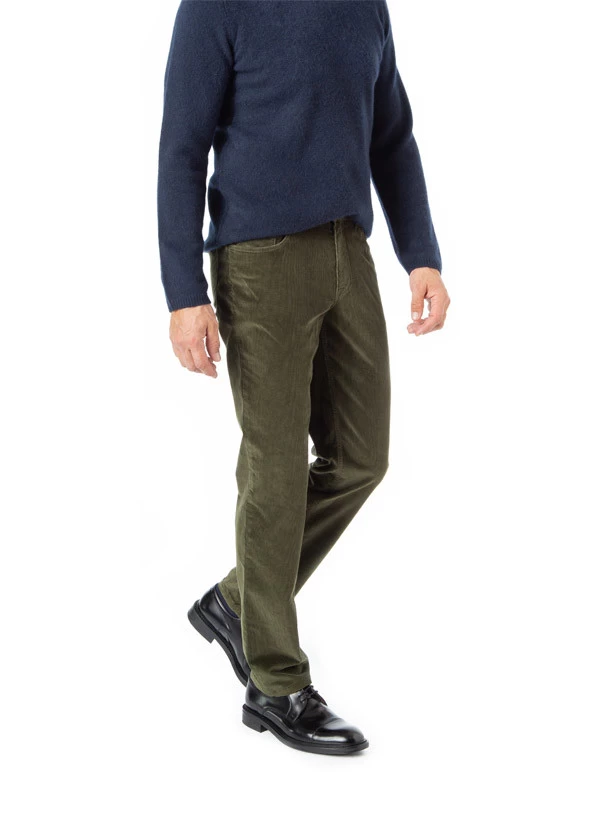Hose Parker, Regular Fit, Cord, Moosgrün – Bild 3