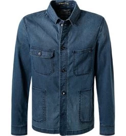 Camel Active Overshirt, Regular Fit, Baumwolle, Indigo Meliert