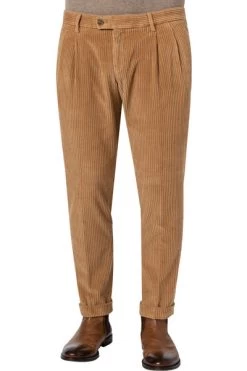 Bundfaltenhose Tarmac-U, Slim Fit, Cord, Beige