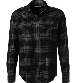 Gas Hemd, Cord, Schwarz Meliert